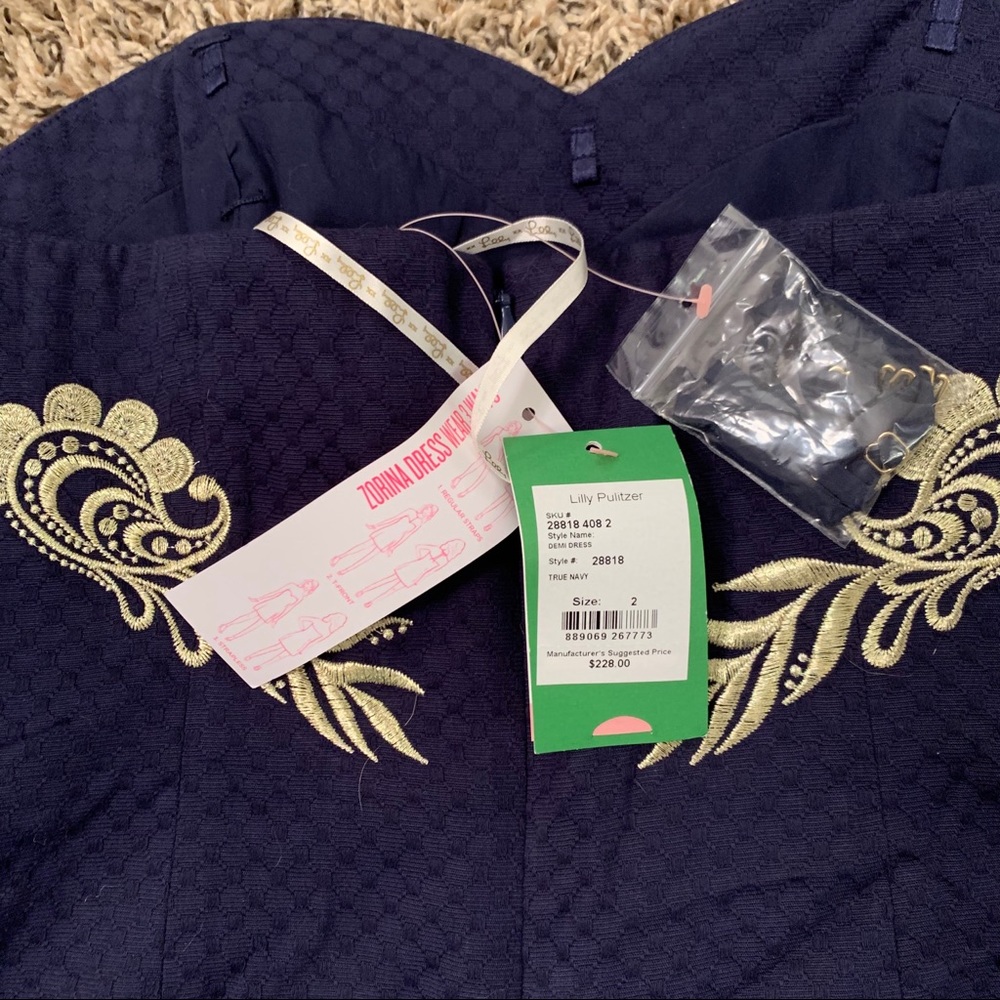 Lilly Pulitzer navy and gold convertible dress - Picture 7 of 7